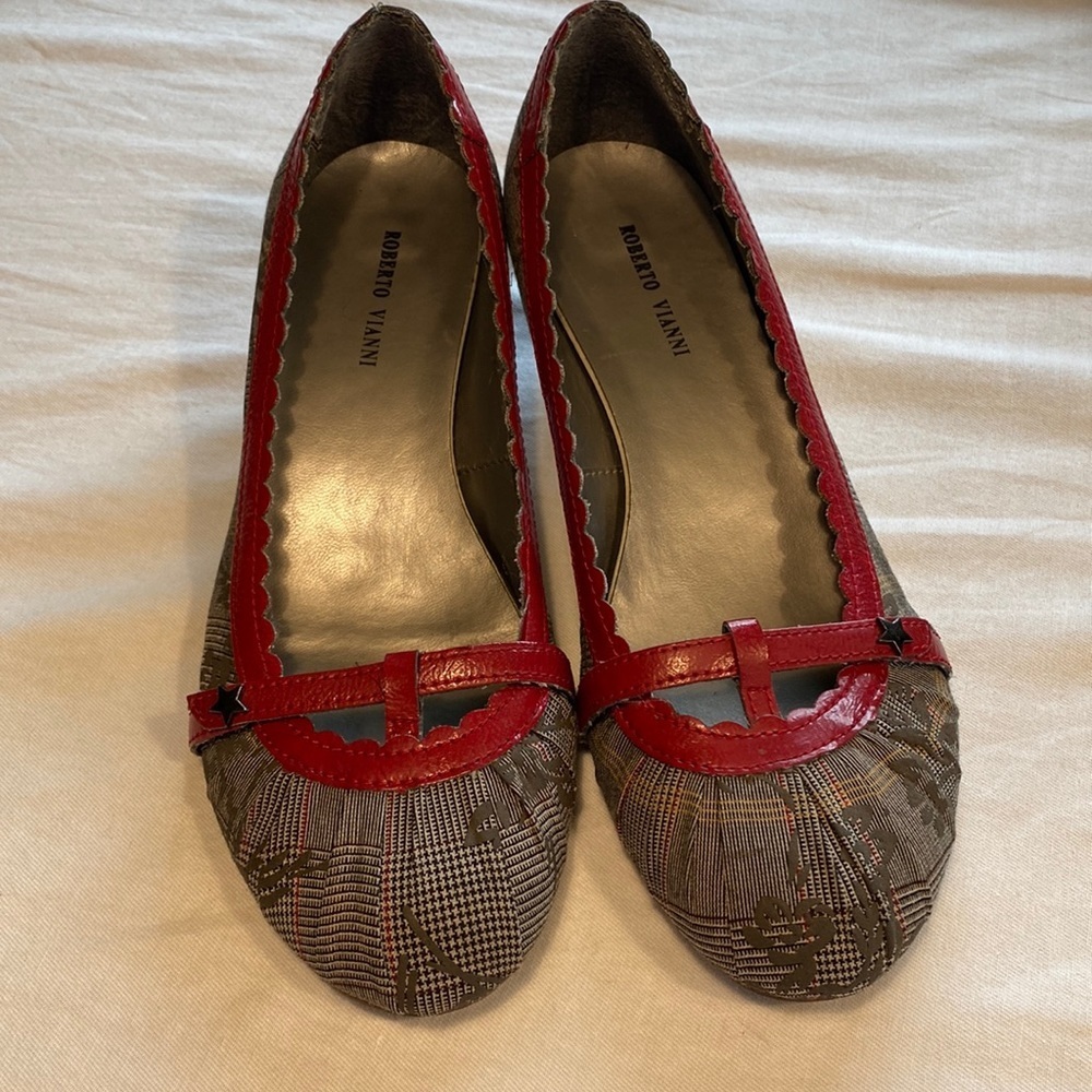Roberto Vianna Plaid Shoes With Wooden Heel